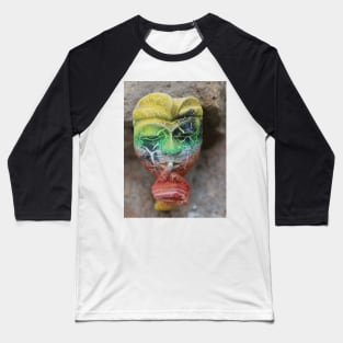 A Bali face mask with finger on its mouth. Baseball T-Shirt